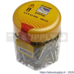 D-Screw Gold-Top spaanplaatschroef platkop kruiskop met smeerfilm verzinkt 4.0x45 mm - S21902009 - afbeelding 1