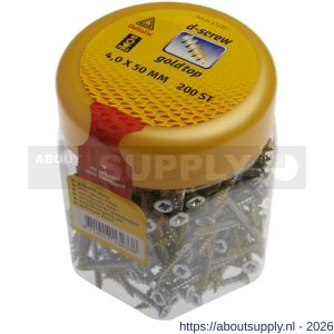D-Screw Gold-Top spaanplaatschroef platkop kruiskop met smeerfilm verzinkt 4.0x50 mm - S21902010 - afbeelding 1