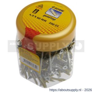 D-Screw Gold-Top spaanplaatschroef platkop kruiskop met smeerfilm verzinkt 4.0x60 mm - S21902011 - afbeelding 1