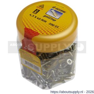 D-Screw Gold-Top spaanplaatschroef platkop kruiskop met smeerfilm verzinkt 4.5x40 mm - S21902020 - afbeelding 1