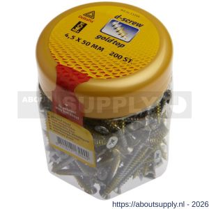 D-Screw Gold-Top spaanplaatschroef platkop kruiskop met smeerfilm verzinkt 4.5x50 mm - S21902022 - afbeelding 1