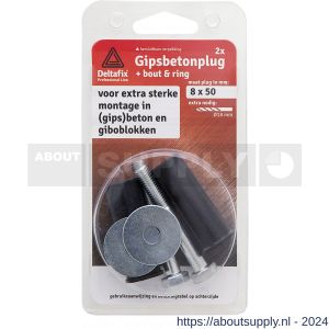 Deltafix gipsbetonplug rubber 8x50x18 mm 2 sets - S21901195 - afbeelding 1