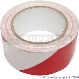 Deltafix vloermarkeringstape PVC zelfklevend rood wit 33 m x 50x0.16 mm - S21902716 - afbeelding 1