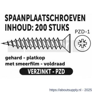 Private-Label spaanplaatschroef platkop-kruiskop verzinkt 3.0x35 mm doos 200 stuks - S21905101 - afbeelding 2