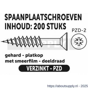 Private-Label spaanplaatschroef platkop-kruiskop verzinkt 4.0x70/42 mm doos 200 stuks - S21905120 - afbeelding 2