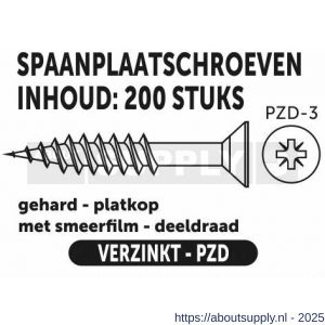 Private-Label spaanplaatschroef platkop-kruiskop verzinkt 6.0x140/75 mm doos 200 stuks - S21905153 - afbeelding 2