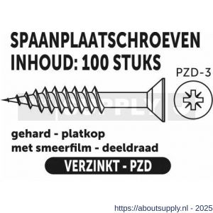 Private-Label spaanplaatschroef platkop-kruiskop verzinkt 6.0x160/80 mm doos 100 stuks - S21905156 - afbeelding 2