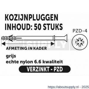 Private-Label kozijnplug grijs 10x80 mm doos 50 stuks - S21904975 - afbeelding 2