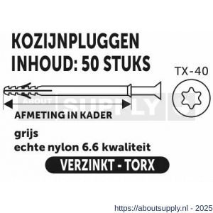 Private-Label kozijnplug grijs 10x80 mm doos 50 stuks - S21904974 - afbeelding 2