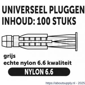 Private-Label universeelplug met kraag grijs 6x36 mm doos 100 stuks - S21905243 - afbeelding 2