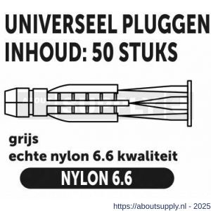 Private-Label universeelplug met kraag grijs 10x60 mm doos 50 stuks - S21905242 - afbeelding 2