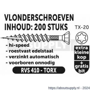 Private-Label vlonderschroef hi-speed Torx RVS 410 4.5x30 mm doos 200 stuks - S21905252 - afbeelding 2