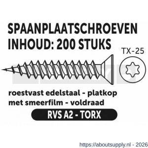 Private-Label spaanplaatschroef platkop-torx RVS A2 5.0x60 mm doos 200 stuks - S21905226 - afbeelding 2