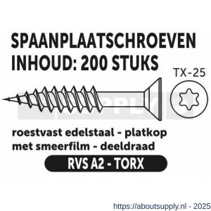 Private-Label spaanplaatschroef platkop-torx RVS A2 5.0x80/48 mm doos 200 stuks - S21905228 - afbeelding 2