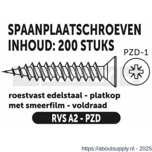 Private-Label spaanplaatschroef platkop-kruiskop RVS A2 3.0x30 mm doos 200 stuks - S21905066 - afbeelding 2