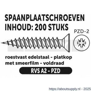 Private-Label spaanplaatschroef platkop-kruiskop RVS A2 3.5x25 mm doos 200 stuks - S21905068 - afbeelding 2