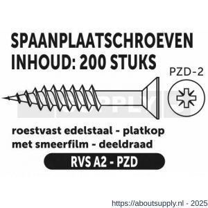 Private-Label spaanplaatschroef platkop-kruiskop RVS A2 5.0x100/60 mm doos 200 stuks - S21905087 - afbeelding 2