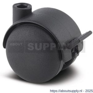 Tente meubelwiel met gat met rem zwart 50x8 mm maximaal 40 kg - S21904982 - afbeelding 1