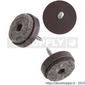 Deltafix viltglijder met schroef grijs vilt houder bruin bruin 24 mm doos 100 stuks - S21904063 - afbeelding 1