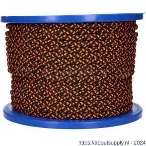 QlinQ koord PES 8 mm gevlochten zwart-oranje 100 m rol - S40850161 - afbeelding 1
