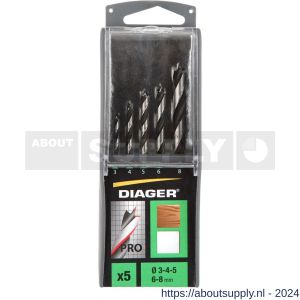 Diager PRO houtspiraalboorset 5 stuks 3-4-5-6-8 mm - S40877200 - afbeelding 3