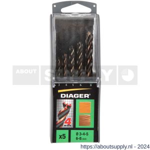 Diager 4wood Pro houtspiraalborenset 5 stuks 3-4-5-6-8 mm - S40877203 - afbeelding 3