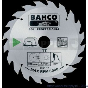 Bahco 8501 cirkelzaagblad hardmetaal hout 160x20 mm 18T - Y33010606 - afbeelding 1