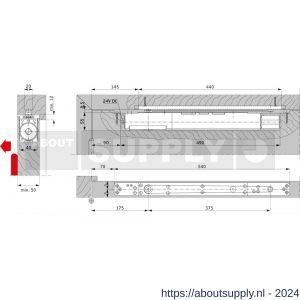 Dormakaba ITS 96 FL inbouw vrijloopdeurdranger EN 3-6 voor HOOFDarm - Y10180124 - afbeelding 1