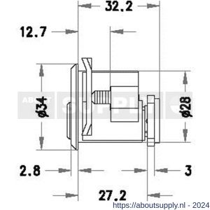 Evva plaatmontagecilinder 3KS diameter 28 mm keersleutel plan messing vernikkeld - S22102446 - afbeelding 2