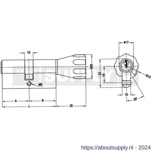 Evva profielcilinder dubbel knop EPS SKG** 27/K27=54 mm stiftsleutel conventioneel plan messing vernikkeld knopmodel KKN KZ - S22100768 - afbeelding 1