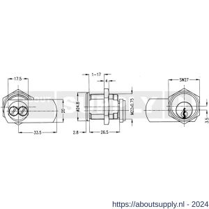 Evva plaatmontagecilinder EPS M22x0,75 mm stiftsleutel conventioneel plan messing vernikkeld - S22102481 - afbeelding 2
