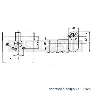 Evva dubbele portaalcilinder EPS 41x20 mm stiftsleutel conventioneel plan messing vernikkeld - S22100525 - afbeelding 2