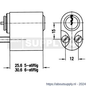 Evva buitenzijde Zweedse cilinder EPS 35x20 mm stiftsleutel conventioneel plan messing vernikkeld - S22100551 - afbeelding 2