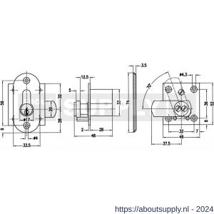 Evva houtmontagecilinder NL 45,7 mm stiftsleutel conventioneel plan messing vernikkeld - S22100659 - afbeelding 2