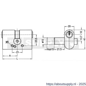 Evva dubbele portaalcilinder NL 41x20 mm stiftsleutel conventioneel plan messing vernikkeld - S22100532 - afbeelding 2