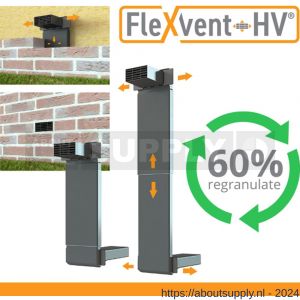FlexVent-HV 490 vloerventilatiekoker met zwart muurrooster PP per stuk - S50002070 - afbeelding 2