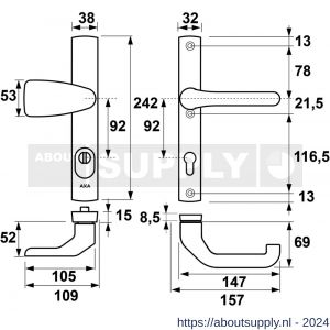 AXA Premium smal veiligheidsbeslag Wing-knop met Flow PC 92 anti-kerntrek - Y21601217 - afbeelding 2