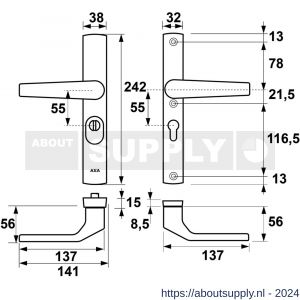 AXA Premium smal veiligheidsbeslag kruk Arrow PC 55 anti-kerntrek - Y21601203 - afbeelding 2