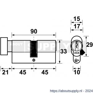 AXA knop veiligheidscilinder Security verlengd K45-45 - Y21600032 - afbeelding 2