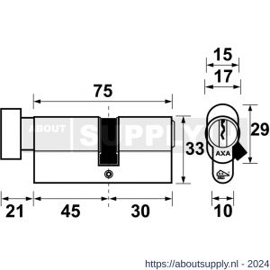 AXA knop veiligheidscilinder Security verlengd K45-30 - Y21600029 - afbeelding 2