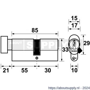 AXA knop veiligheidscilinder Security verlengd K55-30 - Y21600036 - afbeelding 2