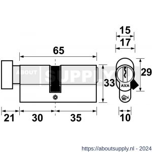 AXA knop veiligheidscilinder Security verlengd K30-35 - Y21600012 - afbeelding 2