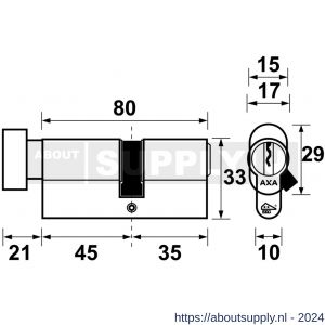AXA knop veiligheidscilinder Security verlengd K45-35 - Y21600030 - afbeelding 2