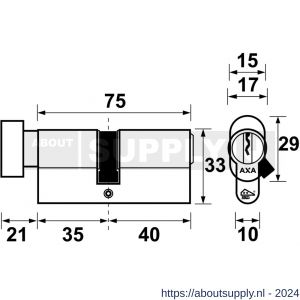AXA knop veiligheidscilinder Security verlengd K35-40 - Y21600020 - afbeelding 2