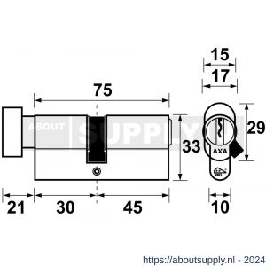 AXA knop veiligheidscilinder Security verlengd K30-45 - Y21600014 - afbeelding 2