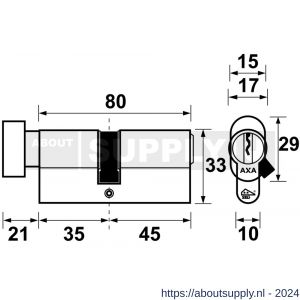 AXA knop veiligheidscilinder Security verlengd K35-45 - Y21600021 - afbeelding 2