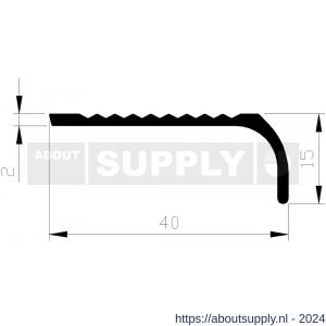 AluArt trapkant 40 mm L 3000 mm per 2 stuks aluminium brute - S20201007 - afbeelding 1