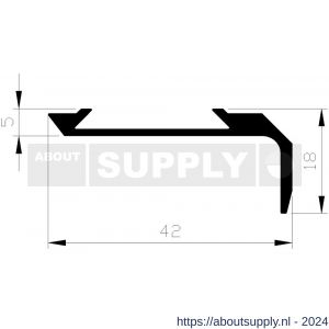 AluArt trapkant zonder inlage 42 mm L 5000 mm aluminium brute - S20201012 - afbeelding 1