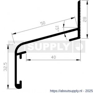 AluArt waterslagprofiel Roundline 15 graden 50/40 mm L 6000 mm aluminium brute - S20201118 - afbeelding 2