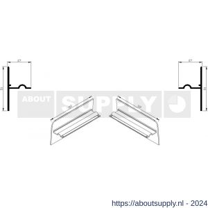 AluArt waterslagprofiel stel kopschotjes opstaand neerhangend links en rechts voor Roundline 110/5 aluminium brute - S20201264 - afbeelding 1